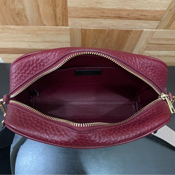 FURLA Avril BAPWAVR Burgundy Wine Pebbled Leather Guitar Strap Crossbody Bag - Picture 5 of 16